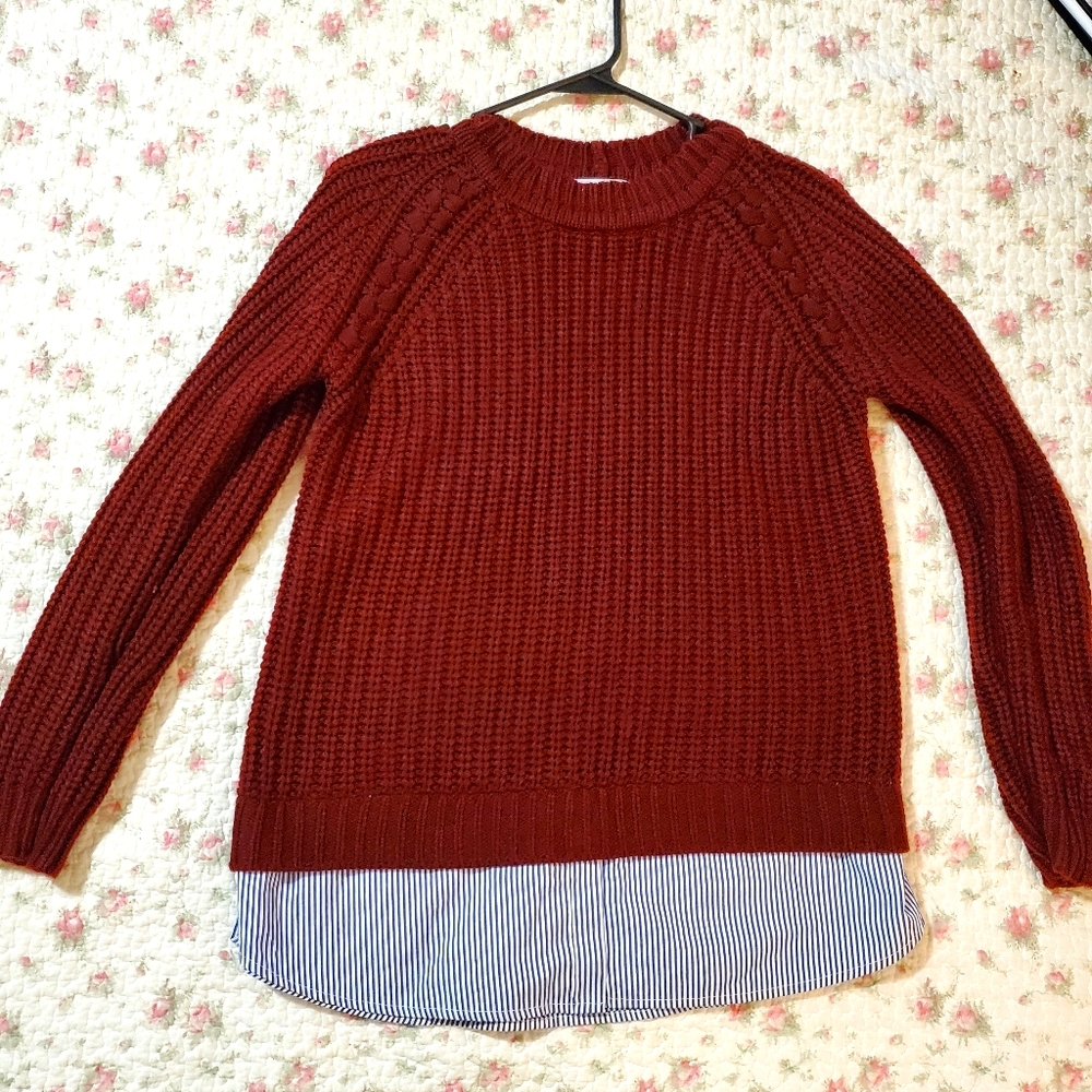 BB Dakota Burgundy Cable Knit Sweater